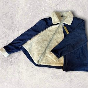 style me jacket navy sherpa lined